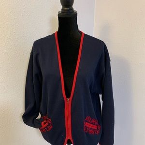 Vintage Outback Red Zip-front Cardigan Sweater, M